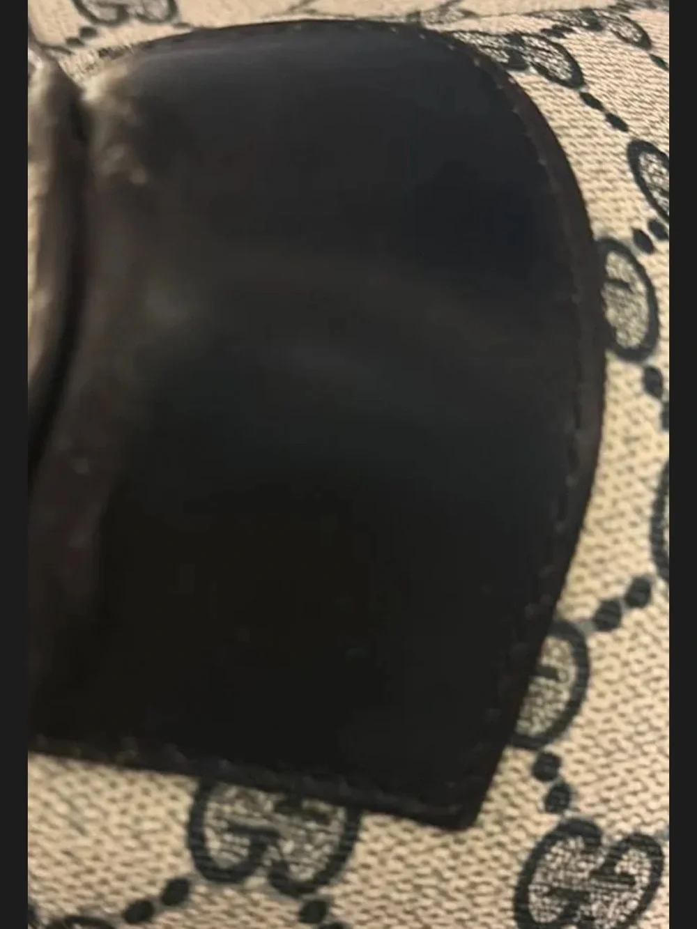 Gucci Beige Monogram Canvas Satchel with Black Leather Trim
